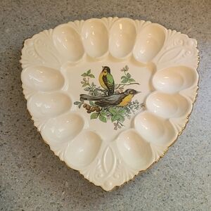 Deviled Egg Tray Ceramic 12 Eggs Vintage Signed & Dated 1973